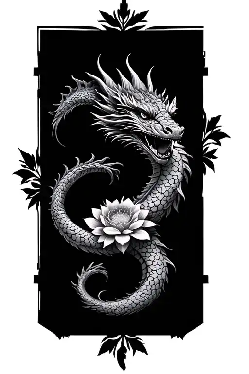 Flowers With A Dragon Wrapped Length Wise