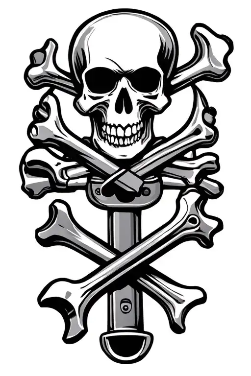 Pipe Wrench Skull And Crossbones