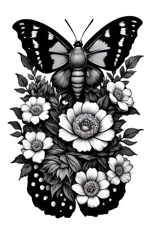 Moth With Flowers Wrapped