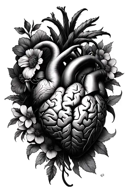 Heart And Brain Floral Balancing Life And Time