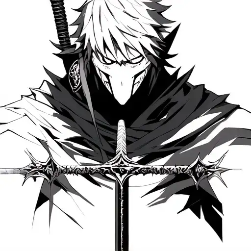 Anime Bleach Ichigo Hollow Mask Only With His Bankai Sword