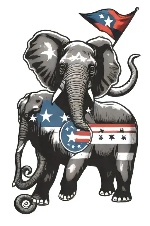 Elephant With Puerto Rico Flag Waving