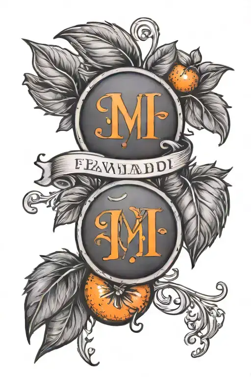 Small Orange With Birth Date In Roman Numerals In Cursive