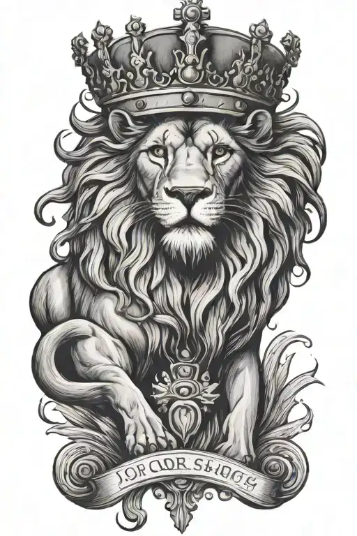 Lion Wearing A Crown Surrounded By Water