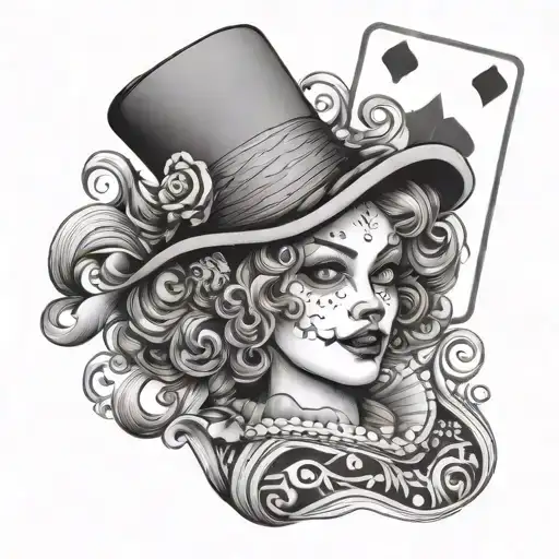 Playing Card And Clown Woman