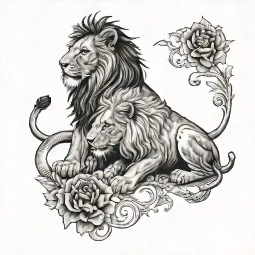 Lyon And Lion Cubs Fleur De Lys