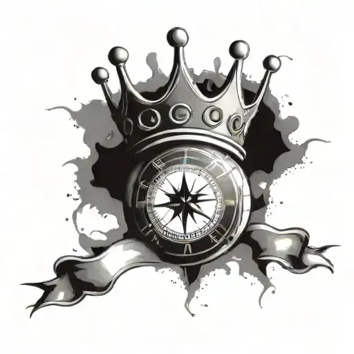 Soccer Ball With Crown And Time Compass