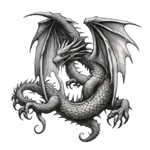 Dragon With Open Wings