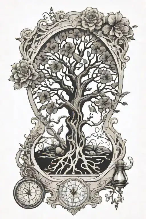 Tree Of Life With Hour Glass