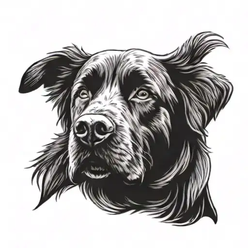 Newfoundland Dog Face With A Image Of A Fishing Boat In His Eye