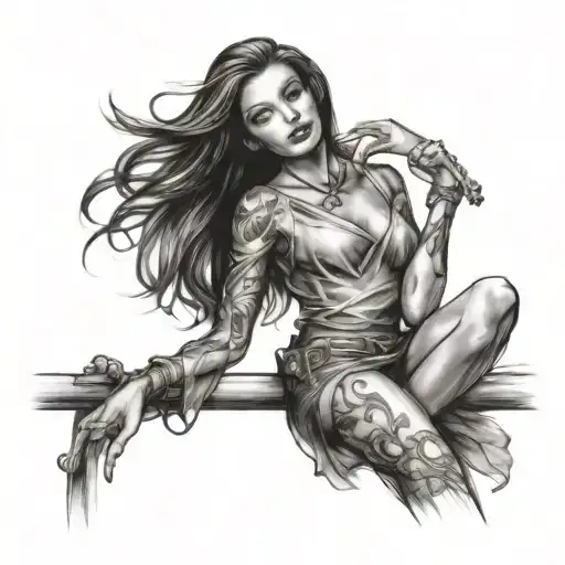 Beautiful Brunette On A Pole