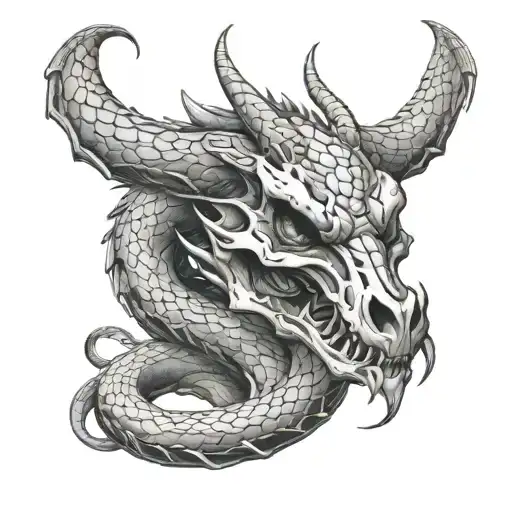 Dragon Skull And Snake