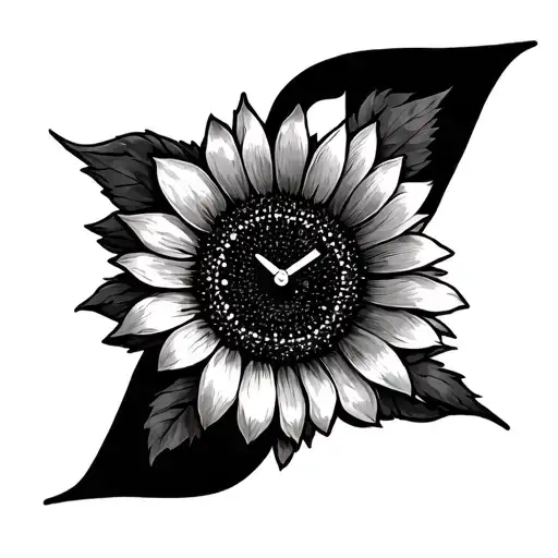 Clock Sunflower Ribbon