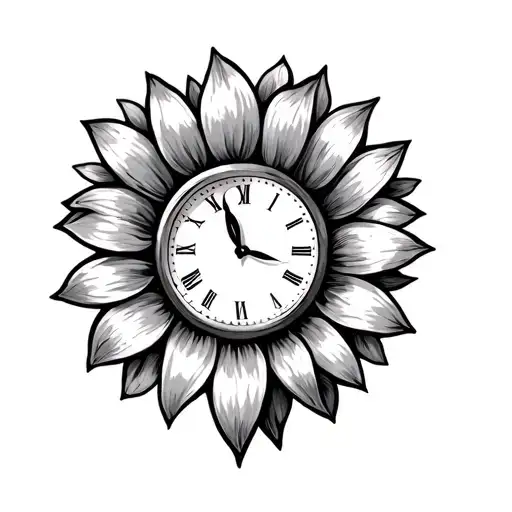 Clock Sunflower Cancer Ribbon
