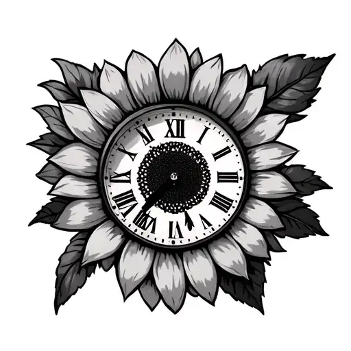 Clock Sunflower Cancer Ribbon Wrapped