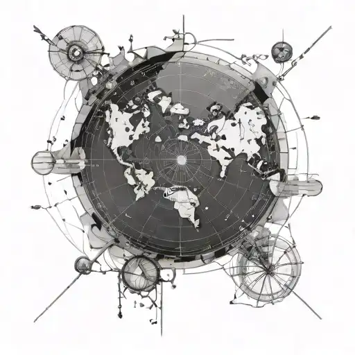 A Planisphere With Black Outlines And Irregular Lines Of Varying Thickness