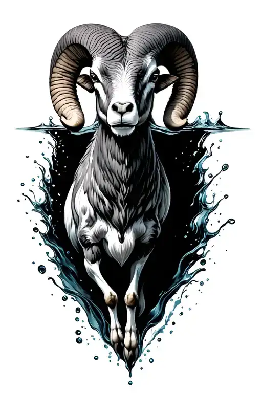 Ram Pices Half In Water