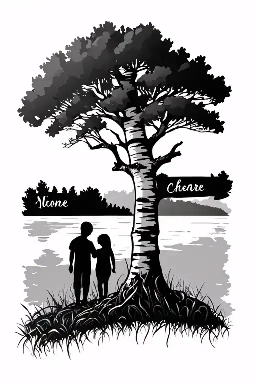Birch Tree With 2 Kids Names