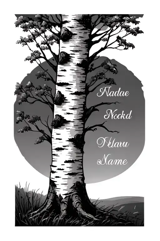Birch Tree With 2 Kids Names