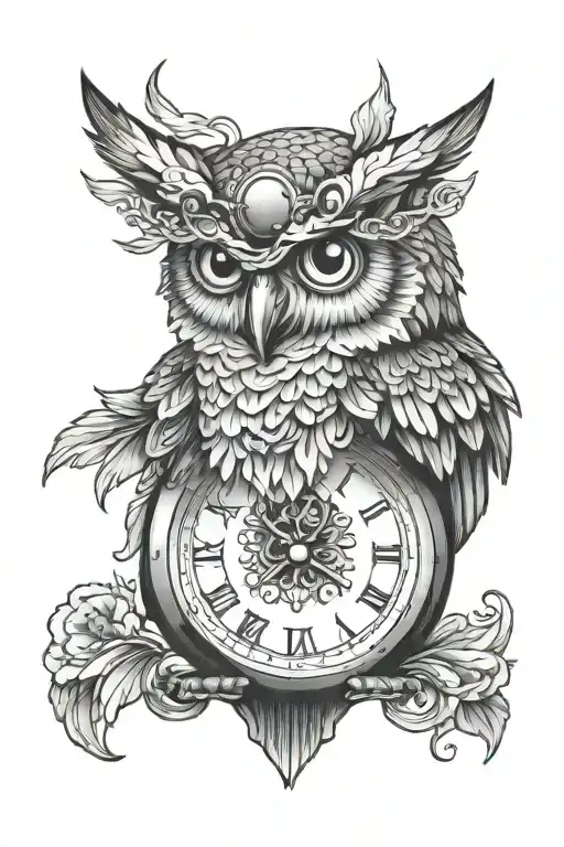 Owl With A Clock On Its Cap