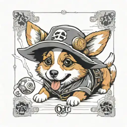 A Corgi Dressed As Luffy From One Piece Playing Yugioh Card Game Fish Deck