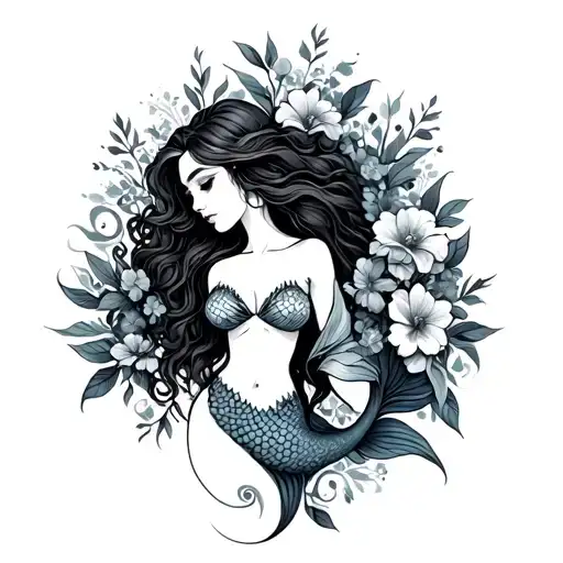 Mermaid With Flowers