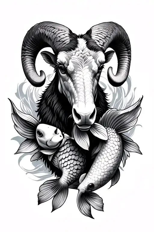 Ram With 2 Koi Fish Around It
