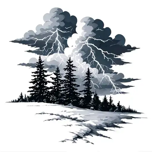 Nordic Them Storm Clouds Trees Lightning Storm Clouds