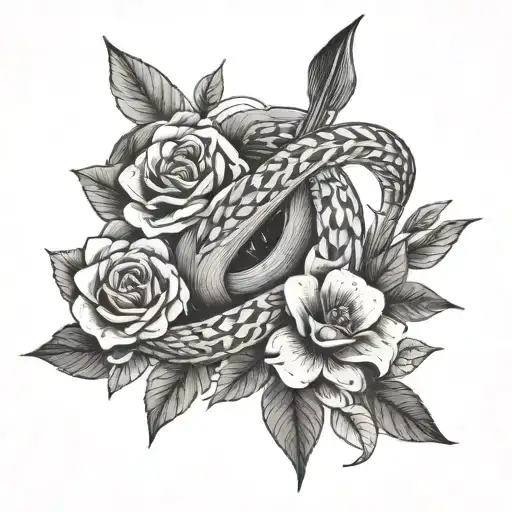 Arrow With A Snake With Flowers