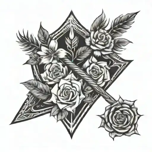 Arrow With A Snake With Flowers Around It