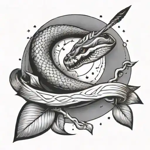 Arrow With A Snake Wrapped Around It On The Moon