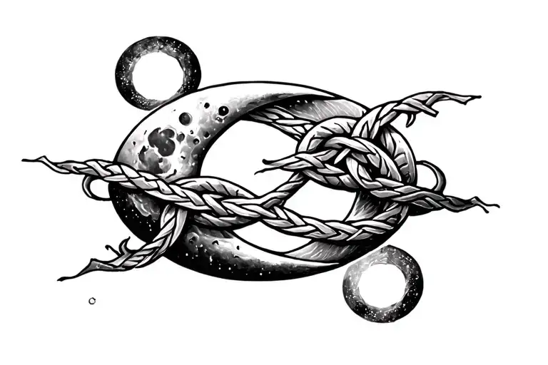 Tripple Moon With Witches Knot With Moon Cycle Underneath