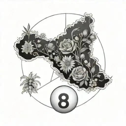 8 Ball Surrounded By Native Texas Wildflowers Intertwined
