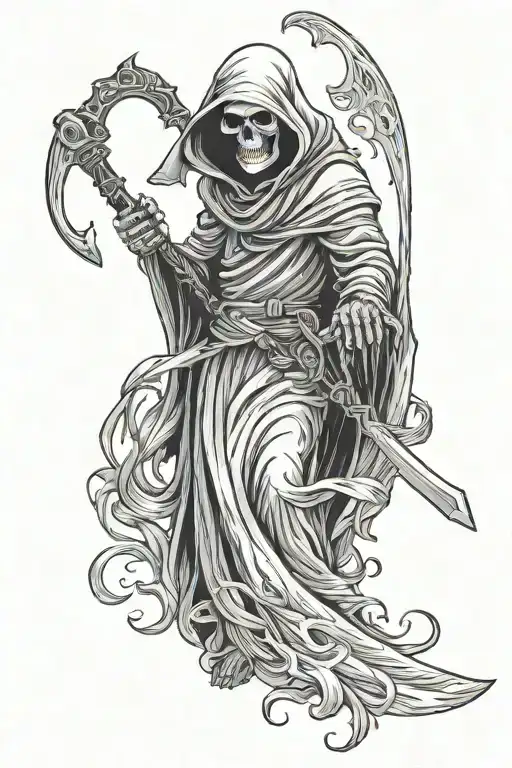 Grim Reaper Holding A Scythe