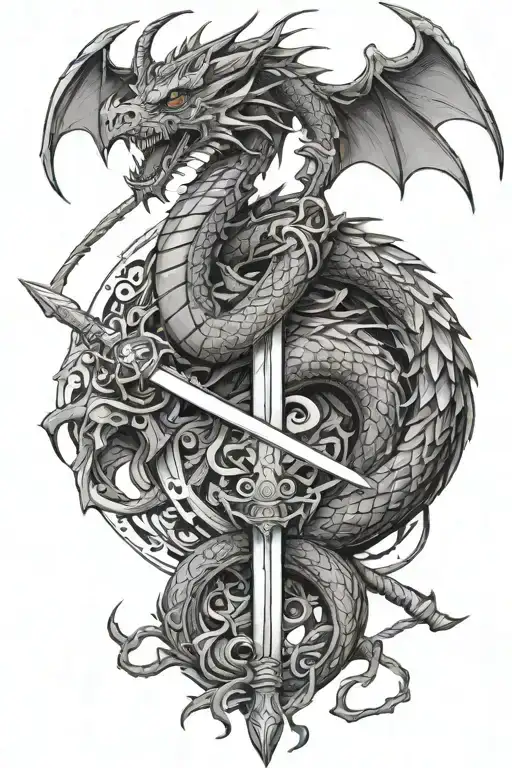 Dragon And Sword Intertwined