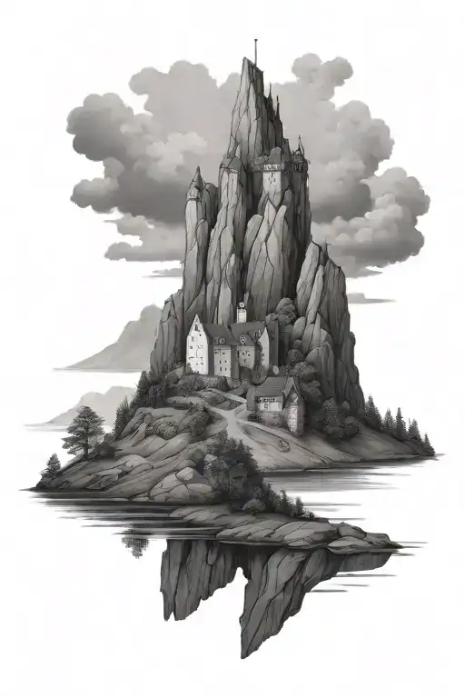 Scottish Castle And In Norwegian Fjord Landscape