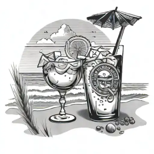 A Spritz Cocktail Being Enjoyed On A Beach With The Italian Coastline In The Background