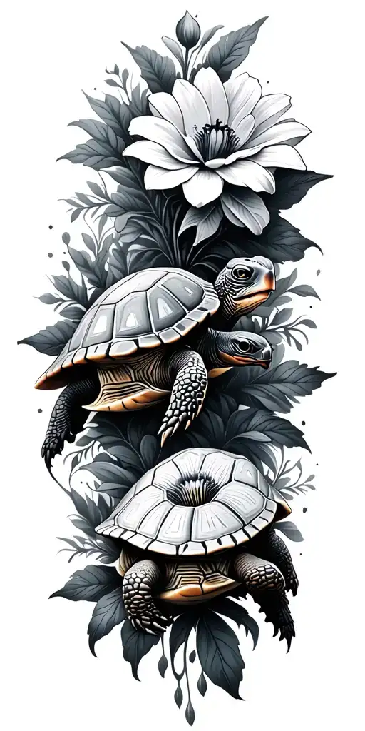 Turtles And Flowers