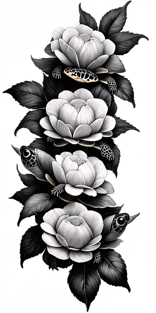 Baby Turtles And Flowers