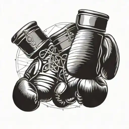 3 Octagons Next To Each Other And 3 Different Boxing Gloves In Each One