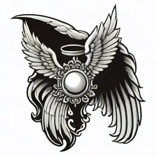 Paw With Sun Rays And Angel Wings