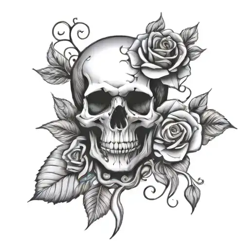 Skull Rose Breast Cancer Awareness