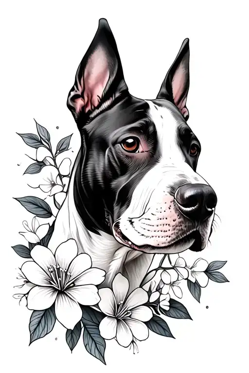 Bull Terrier Flowers Blooming