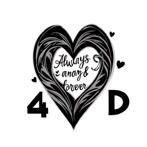 Love With Numerical Number 4 And Initials A And D With Writing Always And Forever