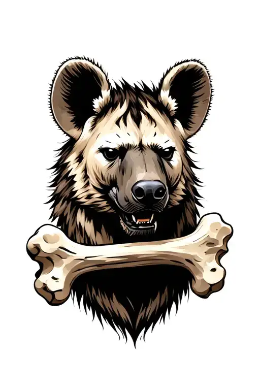 Hyena Head Holding Bone