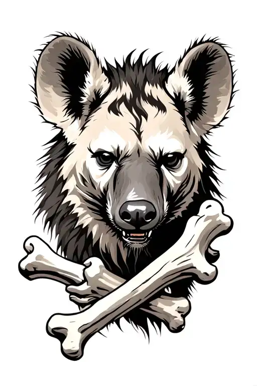 Hyena Head Holding Bone Neo Tradtional