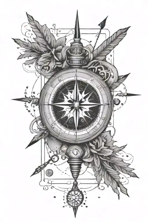 Compass With Arrow And Dot Work Around