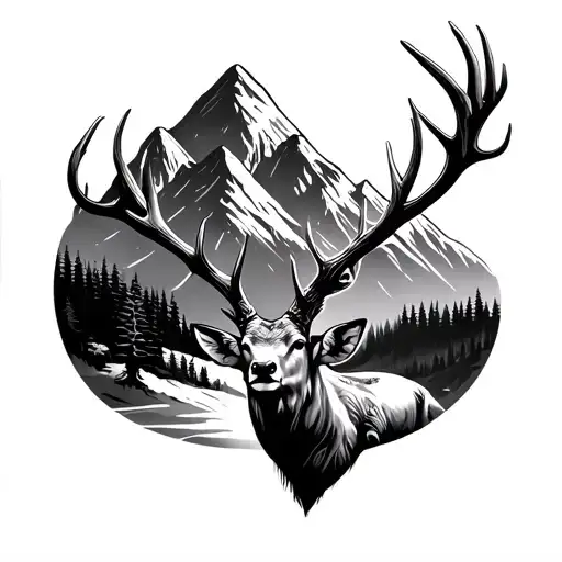 Mountains Deer Antlers