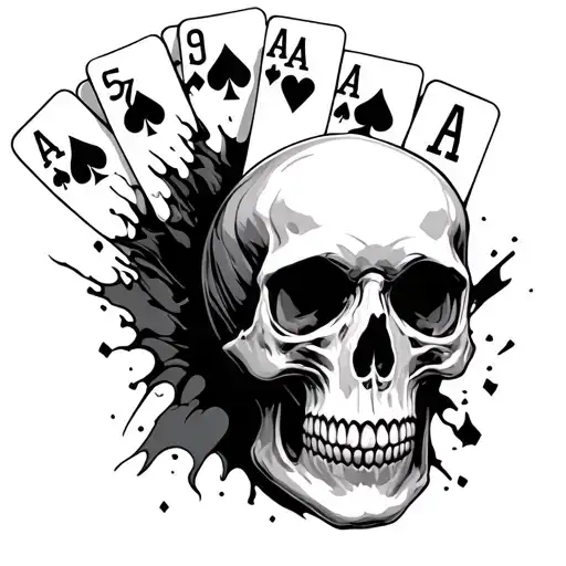 Skull With Each 4 Aces Coming Out Of It