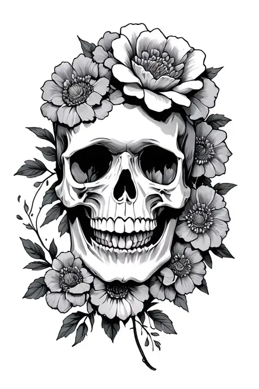 Skull And Flowers